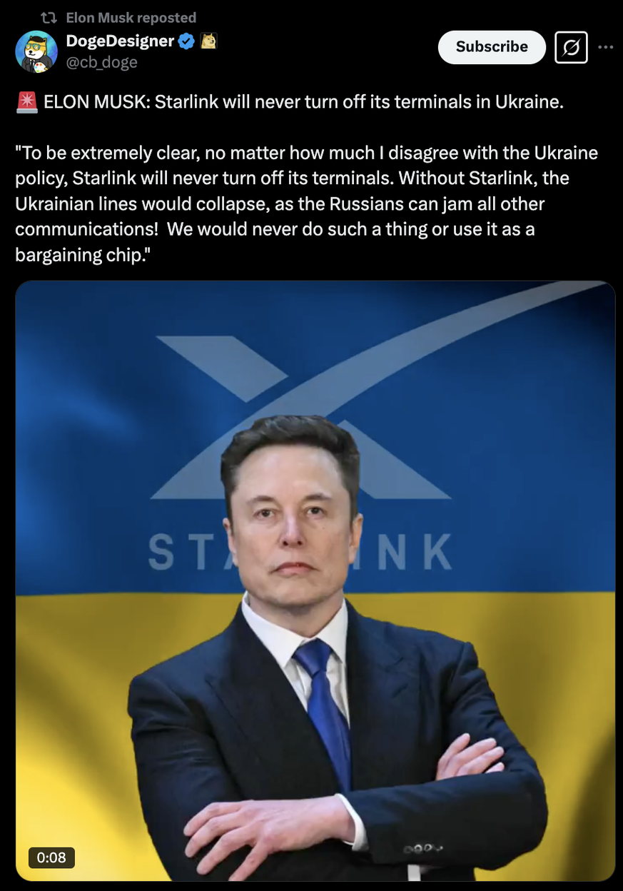 Musk Post Starlink Ukraine
