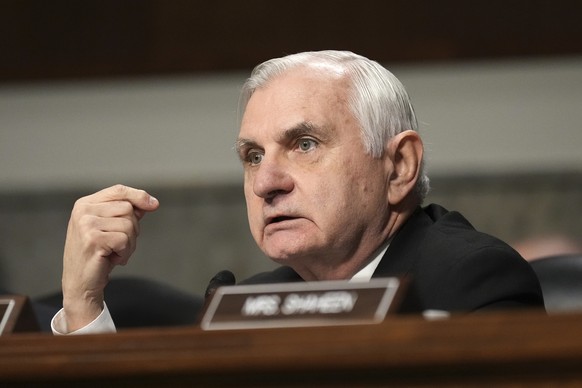 Sen. Jack Reed, D-R.I., speaks at the Senate Armed Services Committee confirmation hearing for Pete Hegseth, President-elect Donald Trump&#039;s choice to be Defense secretary, at the Capitol in Washi ...