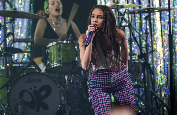 Olivia Rodrigo performs during the Sour Tour at the Coca-Cola Roxy on Monday, May 9, 2022, in Atlanta. (Photo by Paul R. Giunta/Invision/AP)
Olivia Rodrigo