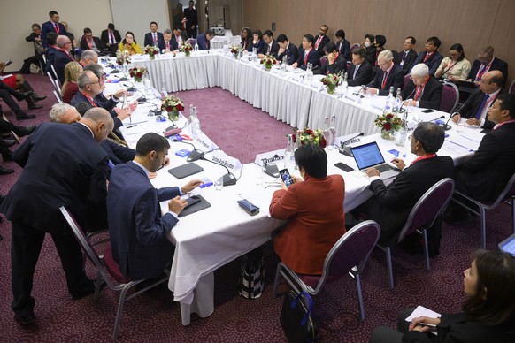 Trades ministers participate at the World Trade Organization (WTO) Informal ministerial gathering on the sideline of the closing day of the 53rd annual meeting of the World Economic Forum, WEF, in Dav ...