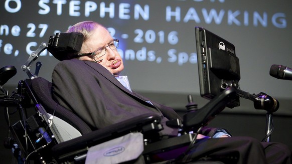 Physiker-Legende Stephen Hawking bei einer Tagung in Teneriffa, Spanien.