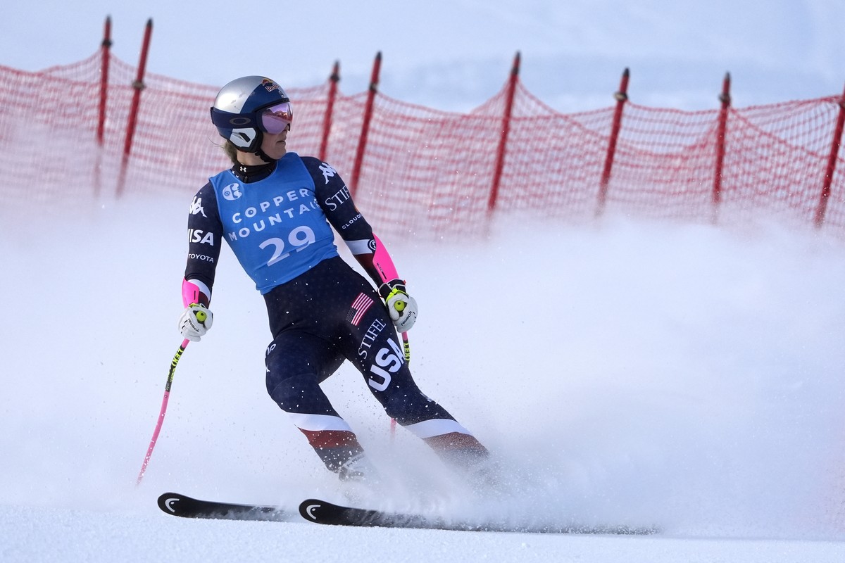 Lindsey Vonn looks to the timing clock after finishing a run in a Super G skiing race at Copper Mountain Ski Resort, Sunday, Dec. 8, 2024, in Copper Mountain, Colo. (AP Photo/Robert F. Bukaty)
Lindsey ...