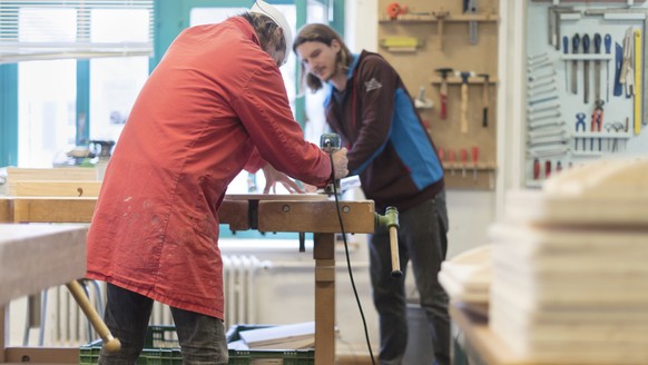 ARCHIV - ZUR DURCH DEN BUNDESRAT ANGEKUENDIGTEN ERHOEHUNG DER HUERDEN FUER DEN ZIVILDIENST STELLEN WIR IHNEN FOLGENDES BILDMATERIAL ZUR VERFUEGUNG - An alternative civilian service employee works at t ...
