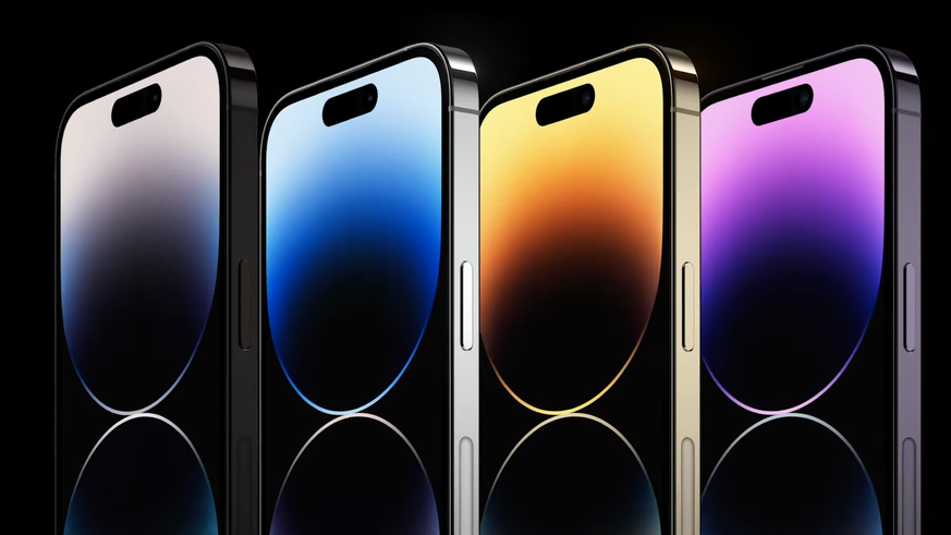 Die neuen Gehäusefarben der iPhone-14-Pro-Modelle.