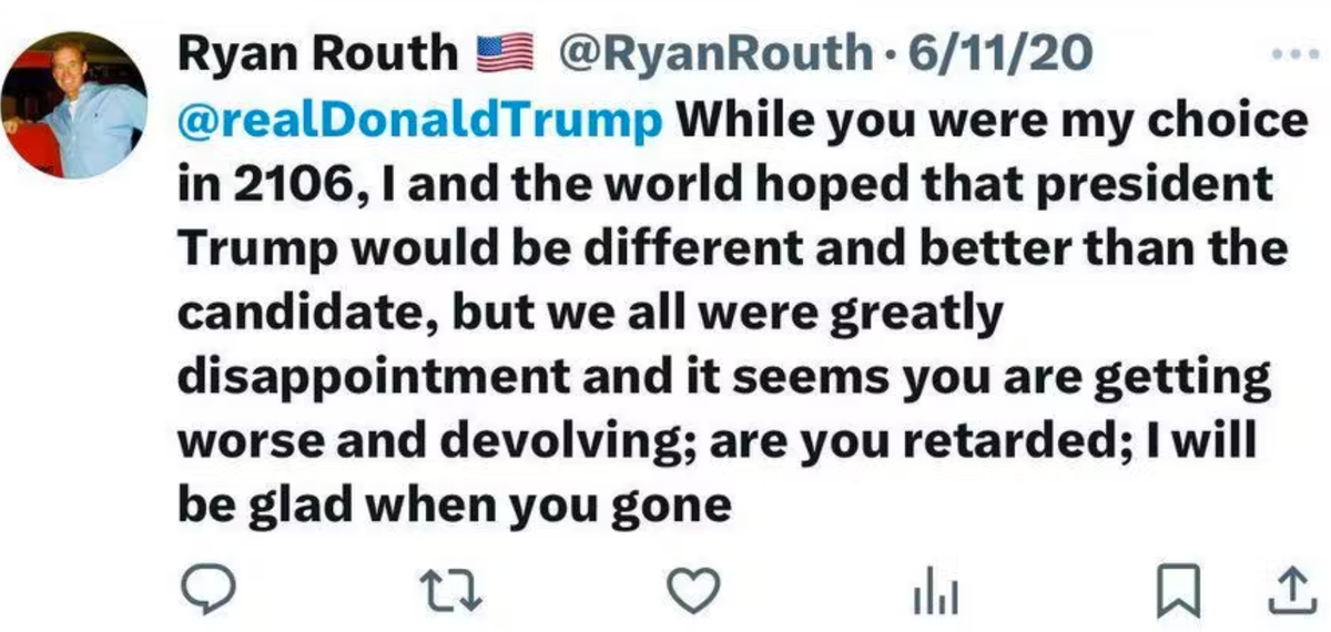 ryan routh tweet