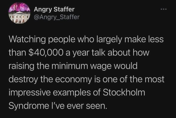 Screenshot: Tweet zu USA: Arme Leute, die Reiche verteidigen