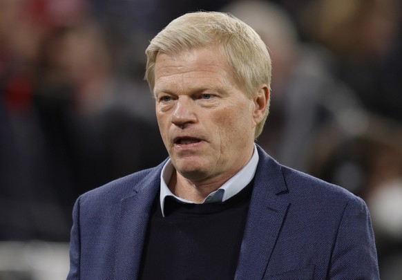 epa09886566 CEO of FC Bayern Munchen, Oliver Kahn, before the UEFA Champions League quarter final, second leg soccer match between Bayern Munich and Villarreal CF in Munich, Germany, 12 April 2022. EP ...