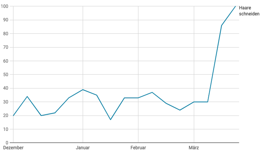 Google-Anfragen aus der Schweiz vom 1. Dezember 2019 bis 28. März 2020.