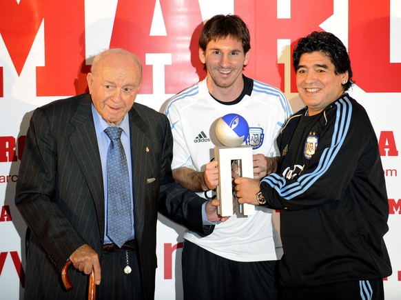 Argentiniens Superstars: Di Stefano, Messi und Maradona.