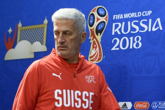 Switzerland&#039;s head coach Vladimir Petkovic arrives for a press conference on the eve of the FIFA World Cup 2018 group E preliminary round soccer match between Switzerland and Costa Rica at the Ni ...