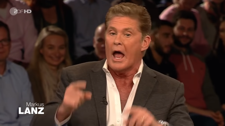 David Hasselhoff redet sich bei Lanz in Rage. (Und der Kragen scheint wirklich geplatzt.)