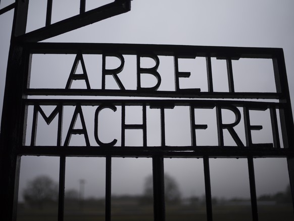 The gate of the Sachsenhausen Nazi death camp with the phrase &#039;Arbeit macht frei&#039; (work sets you free) stands open in Oranienburg, about 30 kilometers (18 miles) north of Berlin, Germany, Tu ...