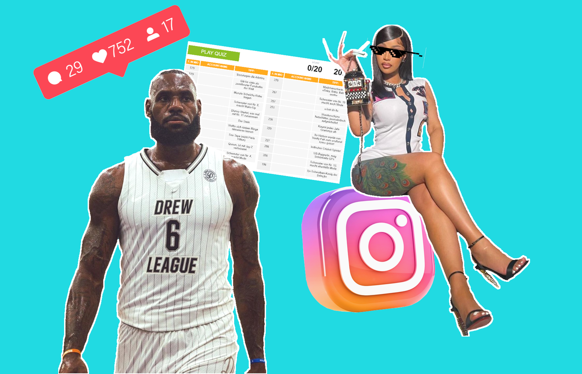 Die beiden haben es nicht unter die Top 20 geschafft: LeBron James und Cardi B. Trotzdem haben sie wahrscheinlich mehr Follower als du.