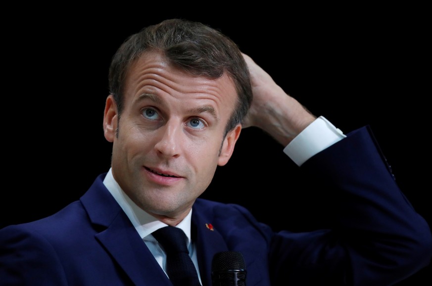 epa07910676 French President Emmanuel Macron attends the annual conference hosted by the French state bank BPI in Paris, France, October 10, 2019. EPA/CHARLES PLATIAU / POOL MAXPPP OUT