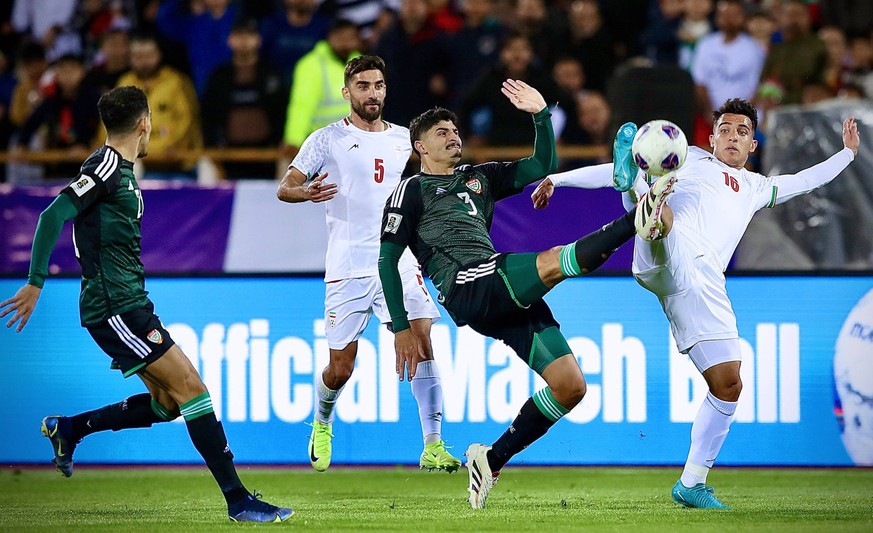 March 20, 2025, Tehran, Iran: Football players compete during the FIFA World Cup, WM, Weltmeisterschaft, Fussball 2026 qualification match between Iran and the United Arab Emirates at the Azadi Sports ...