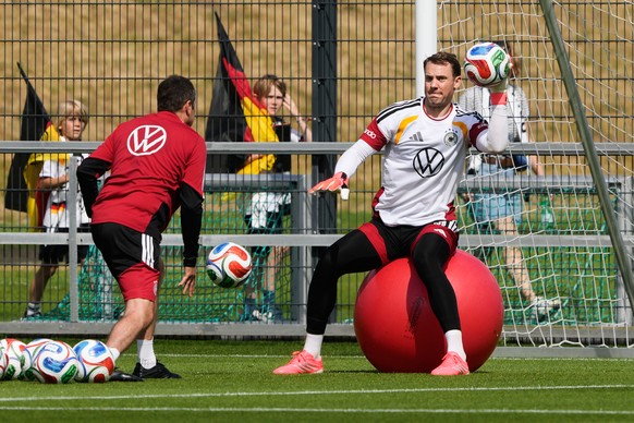 Goalkeeper Manuel Neuer attends a training session of the German national soccer team in Frankfurt, Germany, Monday, June 1, 2026. (AP Photo/Michael Probst)
Germany WCup Soccer