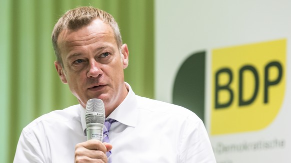 Nationalrat Martin Landolt, Praesident BDP Schweiz, spricht an der Parteiversammlung der BDP Schweiz am Samstag, 27. August 2016, in Altdorf. (KEYSTONE/Alexandra Wey)