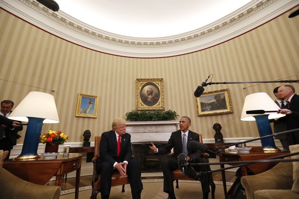 President Barack Obama meets with President-elect Donald Trump in the Oval Office of the White House in Washington, Thursday, Nov. 10, 2016. (AP Photo/Pablo Martinez Monsivais)