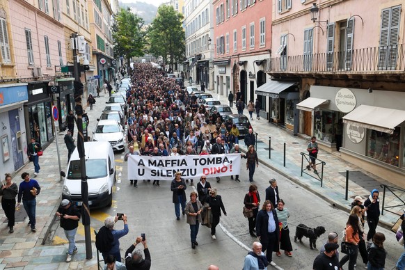 Anti-Mafia Demonstration in Bastia - Corsica Collectives and unions member of the anti-Mafia coordination demonstrate against organized crime in Bastia, Corsica,France on Saturday, November 15, 2025.  ...