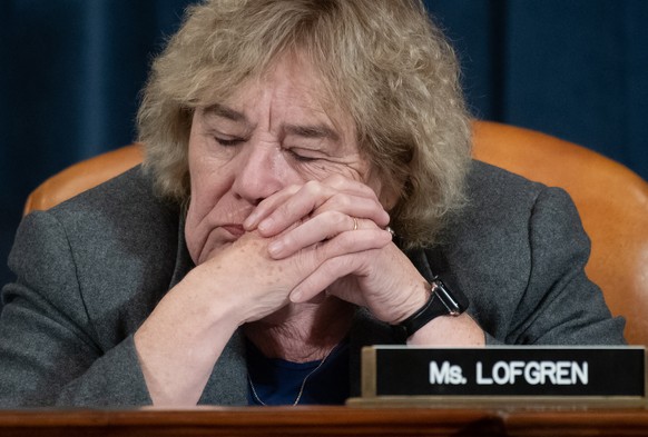 epa08045544 Representative Zoe Lofgren, Democrat of California, attends a House Judiciary Committee hearing on the impeachment of US President Donald Trump on Capitol Hill in Washington, DC, USA, 04 D ...