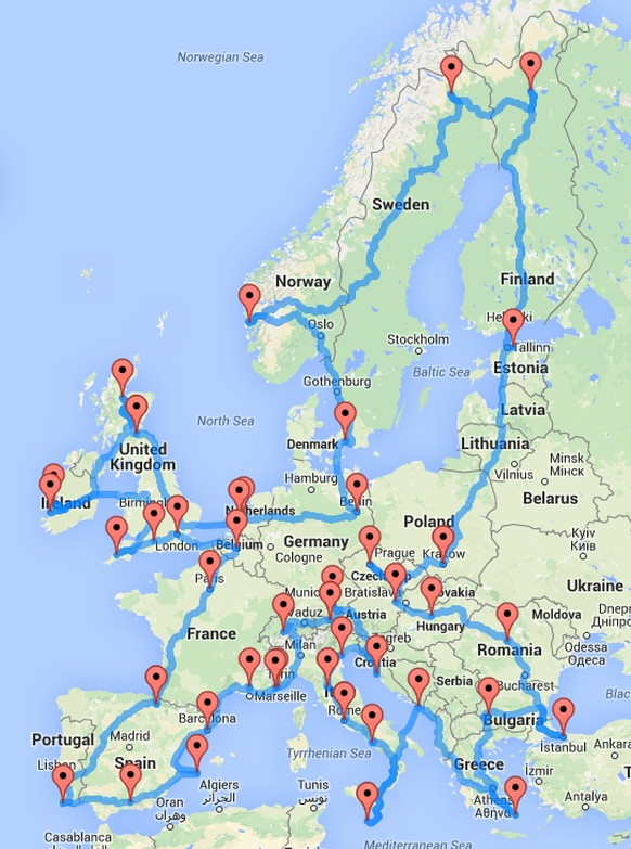 Das ist die ideale Route, um möglichst viele Sehenswürdigkeiten in Europa zu sehen.