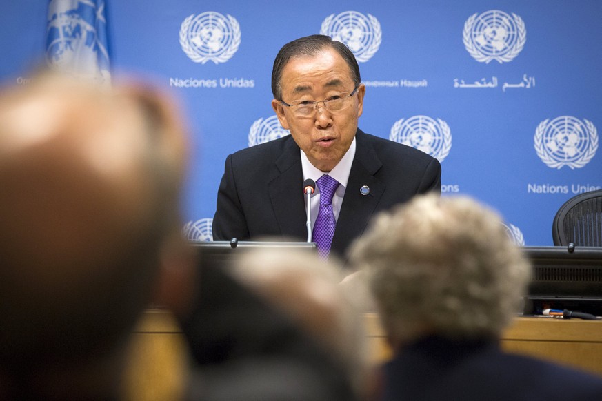 Ban Ki Moon an einer Pressekonferenz im UNO-Sitz in New York.