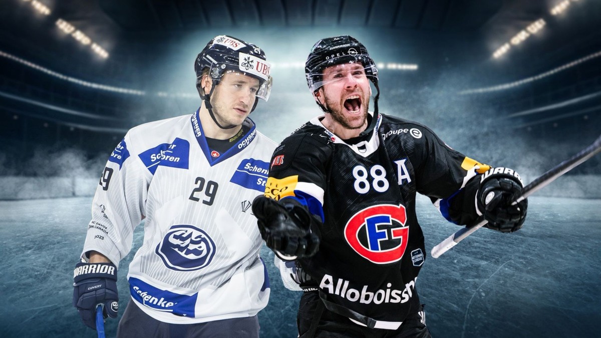 Jakob Lilja (Ambri, à gauche) et Chris DiDomenico (Gottéron) sont échangés.