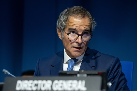 epa10206953 Rafael Mariano Grossi, Director General of the IAEA arrives for the 66th International Atomic Energy Agency (IAEA) General Conference at the IAEA headquarters of the UN in Vienna, Austria, ...