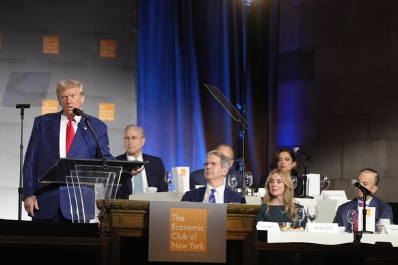 Republican presidential nominee former President Donald Trump speaks during a campaign event at the Economic Club of New York, Thursday, Sept. 5, 2024, in New York. (AP Photo/Alex Brandon)
Donald Trum ...