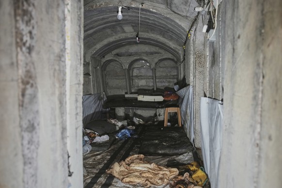 A view of a tunnel under the European Hospital in Khan Younis in southern Gaza, where the Israeli military claims that Hamas militants operated, on Sunday, June 8, 2025. (AP Photo/Ohad Zweigenberg)
Is ...