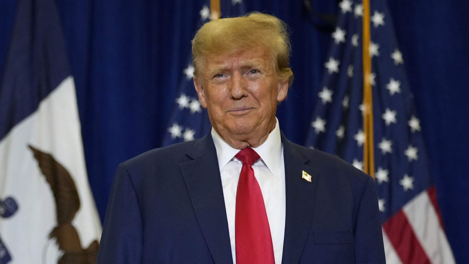 Former President Donald Trump speaks during a commit to caucus rally, Friday, Jan. 5, 2024, in Mason City, Iowa. (AP Photo/Charlie Neibergall)