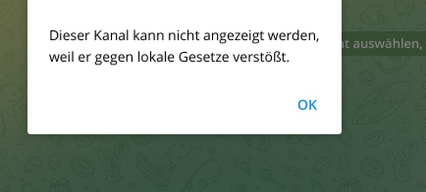 Hinweis: Die Sperre betrifft wohl nur Telegram-Nutzer mit deutscher Rufnummer.