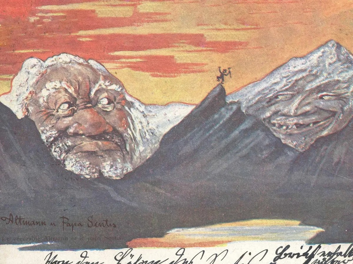 Altmann und Papa Sentis, Bergpostkarte von Emil Nolde, auch bekannt unter dem Namen Emil Hansen, 1897.
https://museum.ai.ch/