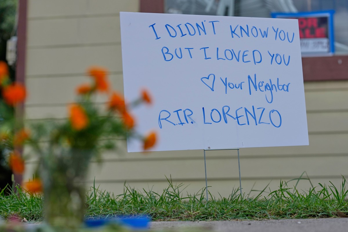 A makeshift memorial for Lorenzo Salgado Araujo, who was shot and killed by an ICE officer Tuesday, is shown Wednesday, July 8, 2026, in Houston. (AP Photo/David J. Phillip)
US Immigration Enforcement ...