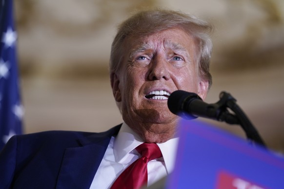 Former President Donald Trump speaks at his Mar-a-Lago estate Tuesday, April 4, 2023, in Palm Beach, Fla., after being arraigned earlier in the day in New York City. (AP Photo/Evan Vucci)
Donald Trump