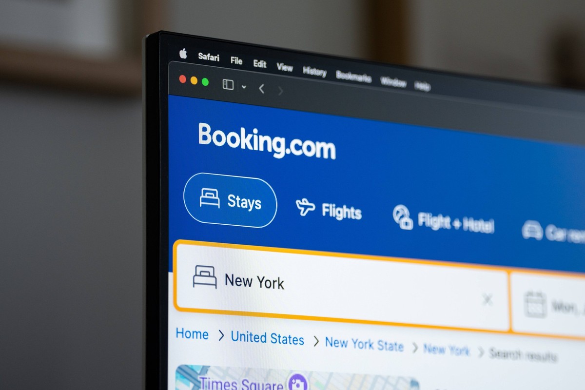 ILLUSTRATION - World Cup Travel And Booking Platforms The Booking.com website is displayed on a computer screen in Krakow, Poland, on June 10, 2026. Booking.com is an online travel platform that allow ...