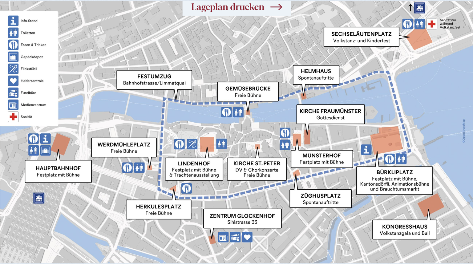 Lageplan Eidgenössisches Trachtenfest 2024 Zürich