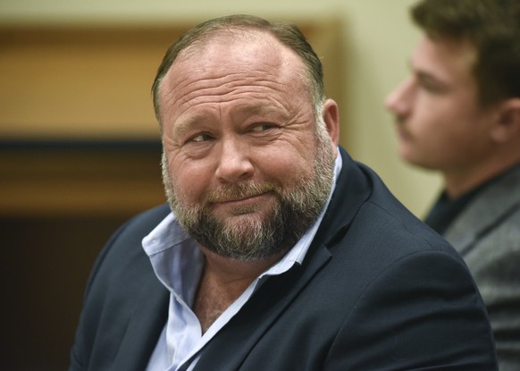 FILE - Infowars founder Alex Jones appears in court to testify during the Sandy Hook defamation damages trial at Connecticut Superior Court in Waterbury, Conn., on Sept. 22, 2022. A federal bankruptcy ...