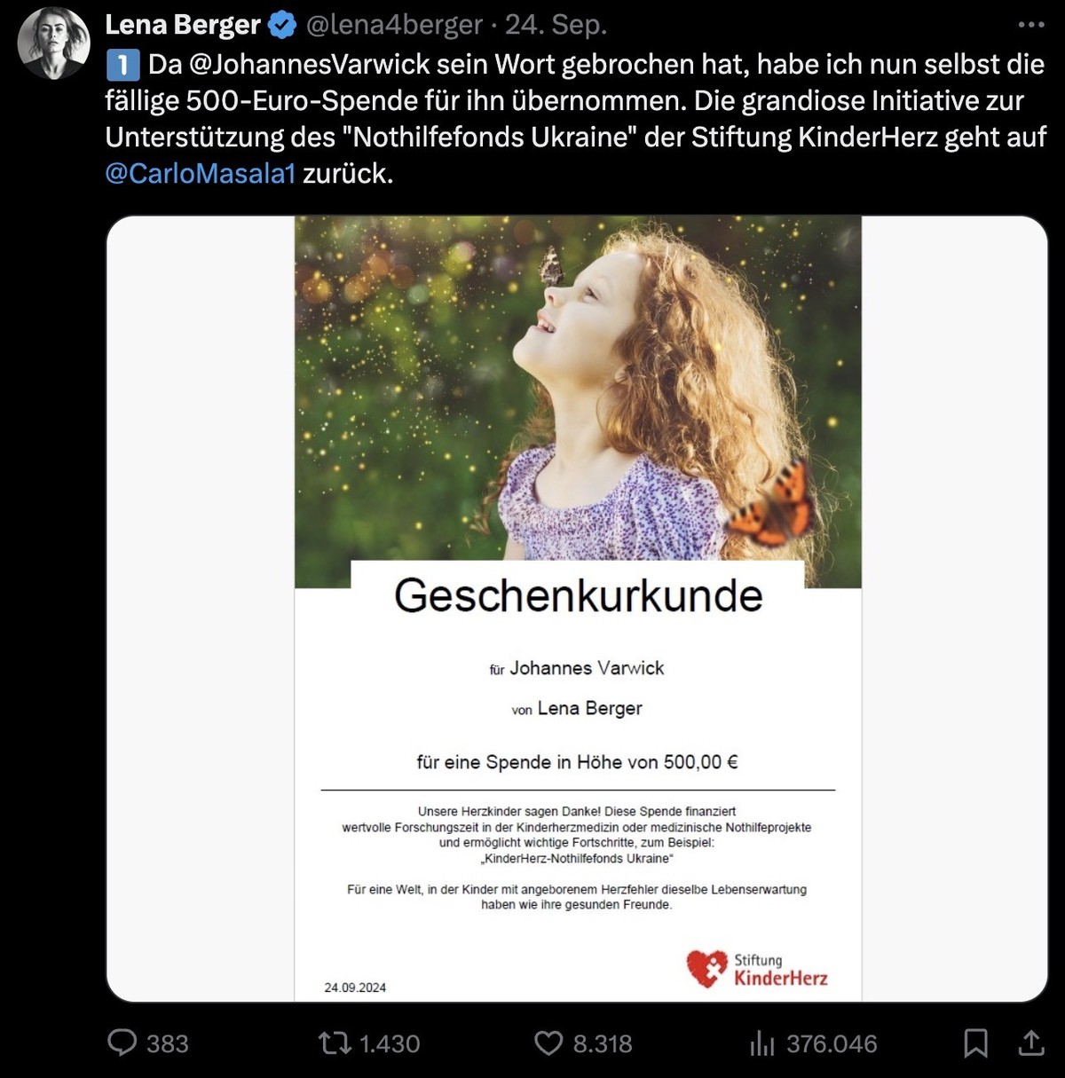 Tweet von Lena Berger