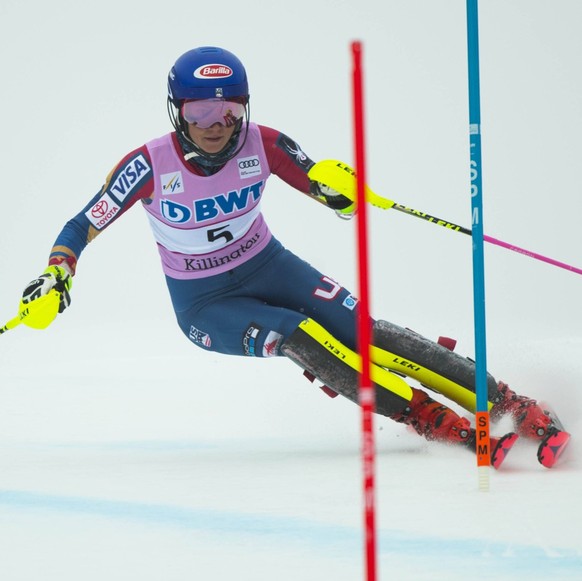 Alpine Skiing: 2017 Audi FIS Ski Women s World Cup, Nov 26, 2017 Killington, VT, USA Mikaela Shiffrin of the United States during the first run of the women s slalom race in the 2017 Audi FIS alpine s ...