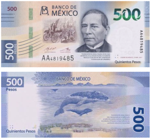 500 -Peso-Note aus Mexiko.