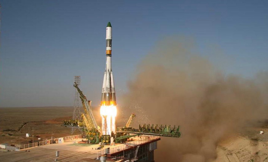 epa02880088 A handout picture released by the Russian Federal Space Agency Roscosmos on 25 August 2011 shows a Russian Soyuz-U carrier rocket blasting off from the Baikonur cosmodrome in Kazakhstan on ...