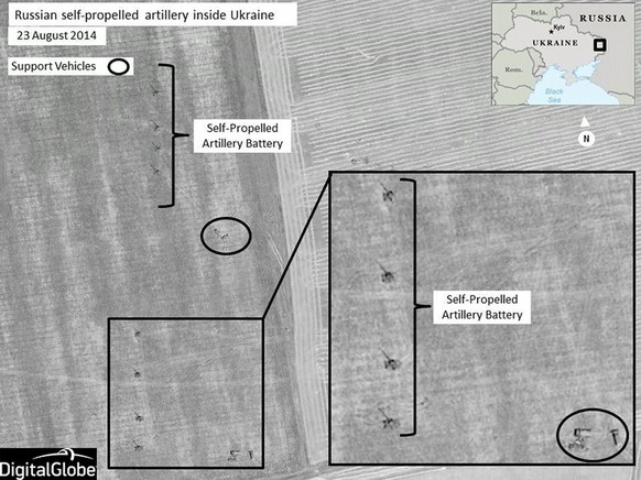 Satellitenbilder sollen Stellungen in der Ukraine zeigen.