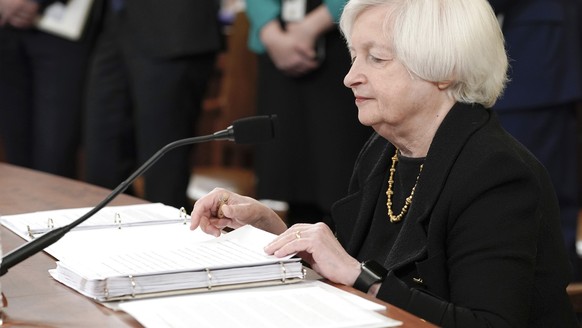Treasury Secretary Janet Yellen testifies during a House Ways and Means committee hearing on President Joe Biden&#039;s fiscal year 2024 budget request, Friday, March 10, 2023, on Capitol Hill in Wash ...