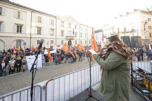 The population of Ticino demonstrates for the staff, for the users, and for society. Stop the cuts with a union mobilisation against austerity measures in Bellinzona, Switzerland, on Saturday, Novem ...