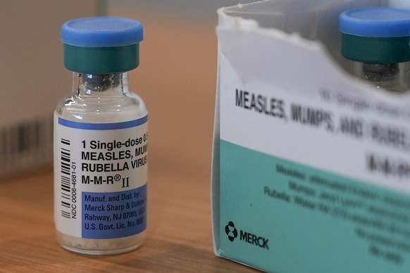 FILE - A vial of the measles, mumps and rubella vaccine is on display at the Lubbock Health Department Wednesday, Feb. 26, 2025, in Lubbock, Texas. (AP Photo/Mary Conlon, File)
Measles Outbreak-Texas