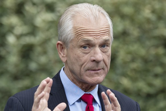 FILE - White House trade adviser Peter Navarro speaks with reporters at the White House, June 18, 2020, in Washington. The House committee investigating the Capitol riot has set a vote for next week t ...