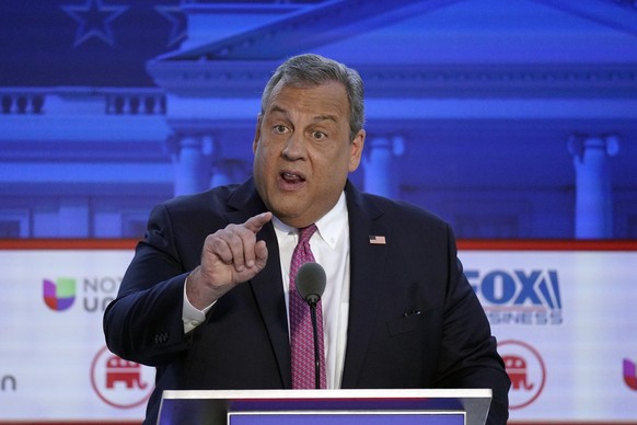 Former New Jersey Gov. Chris Christie speaks during a Republican presidential primary debate hosted by FOX Business Network and Univision, Wednesday, Sept. 27, 2023, at the Ronald Reagan Presidential  ...