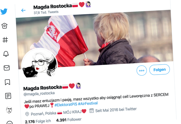 Dieser polnische Troll-Account ist noch immer aktiv – und wirbt für die rechte PiS-Regierung.