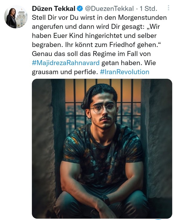 Iran: Zweiter Demonstrant hingerichtet – auch er wegen «Krieg gegen Gott»\nUnd wieder das gleiche Vorgehen der iranischen Regierung und -justiz. Es ist so unfassbar grausam! Wann handeln die westliche ...